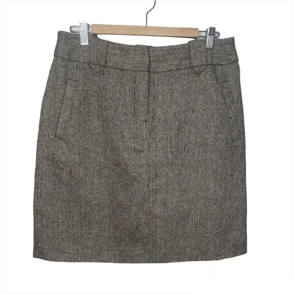 Size 8 British Khaki Brown Wool Blend Pencil  Skirt - Picture 1 of 7